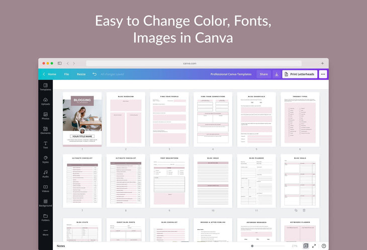 Ladystrategist Blog Planner Canva Template instagram canva templates social media templates etsy free canva templates