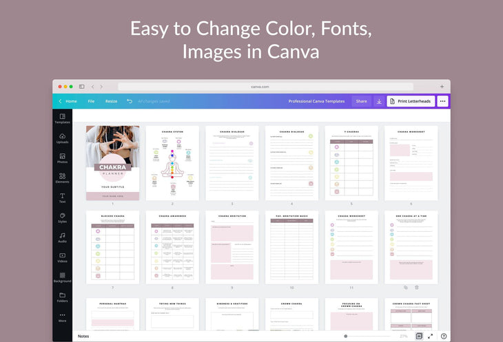 Ladystrategist Chakra Planner Canva Template instagram canva templates social media templates etsy free canva templates