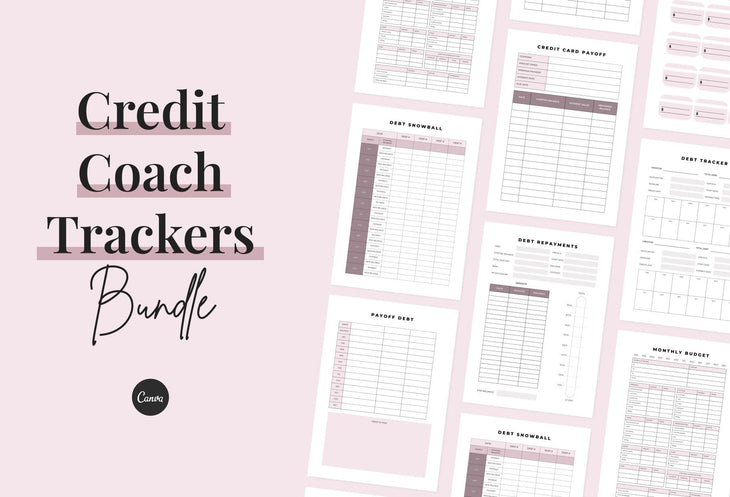 Ladystrategist Credit Coach Trackers Bundle Canva Template instagram canva templates social media templates etsy free canva templates
