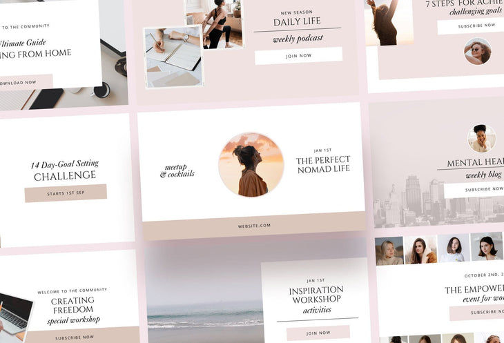 Ladystrategist Dust Pink Facebook Group Covers Canva Templates instagram canva templates social media templates etsy free canva templates