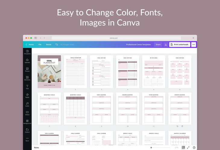 Ladystrategist Goal Planner Kit Canva Template instagram canva templates social media templates etsy free canva templates