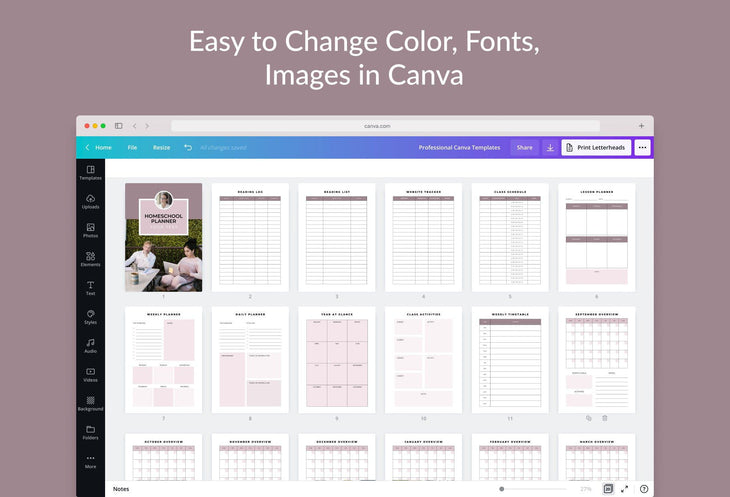 Ladystrategist Homeschool Planner Canva Template instagram canva templates social media templates etsy free canva templates