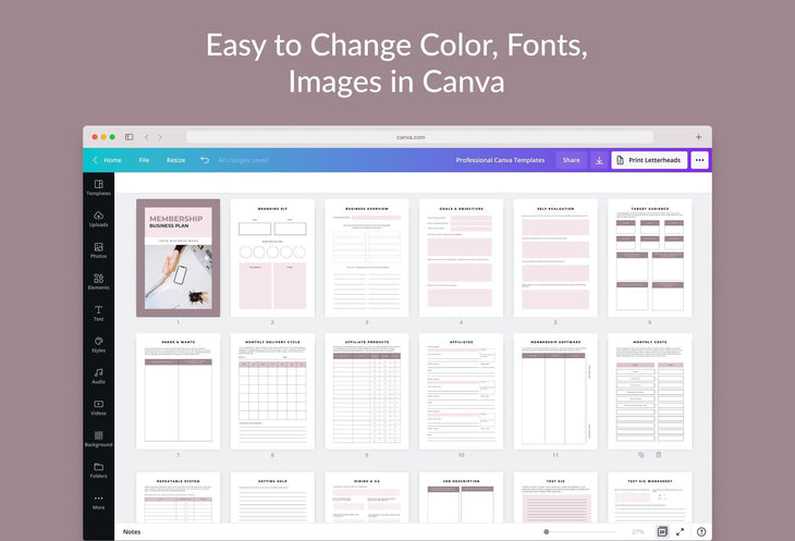 Ladystrategist Membership Business Planner A4 Canva Template instagram canva templates social media templates etsy free canva templates