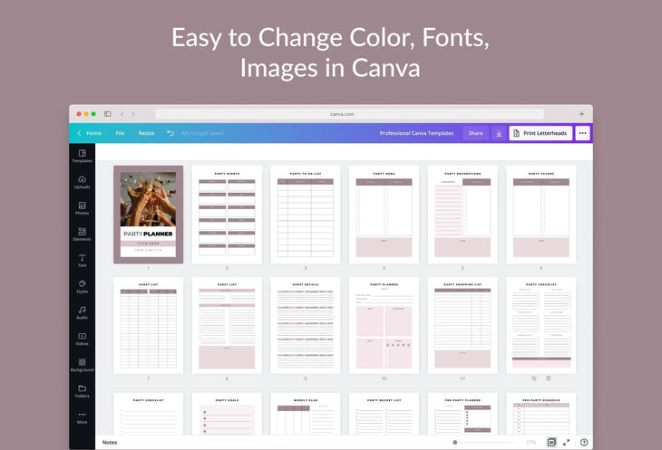Ladystrategist Party Planner Canva Template instagram canva templates social media templates etsy free canva templates
