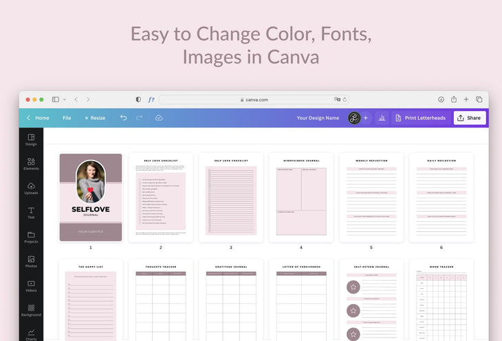 Ladystrategist Self Love Journal Planner Canva Template instagram canva templates social media templates etsy free canva templates