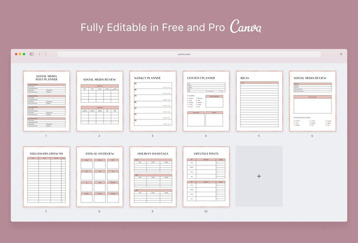Ladystrategist 10 Page Brand and Social Media Plan Canva Template instagram canva templates social media templates etsy free canva templates