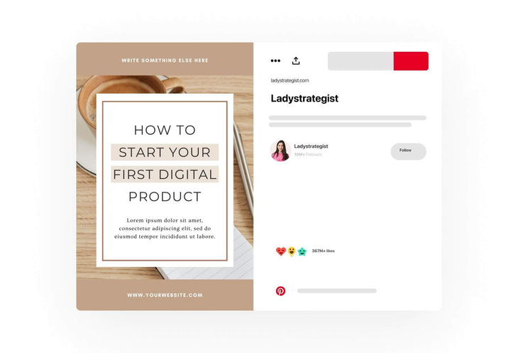 Ladystrategist 14 Modern Pinterest Templates for Bloggers and Coaches in All Industries - Editable Canva Template instagram canva templates social media templates etsy free canva templates