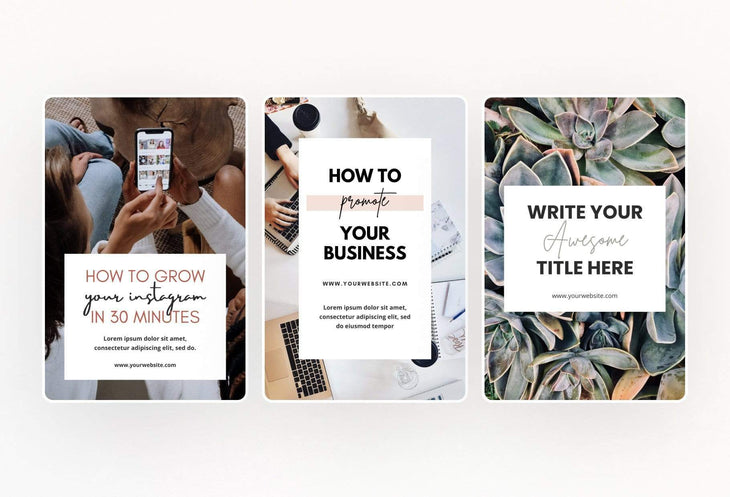 Ladystrategist 14 Modern Pinterest Templates for Bloggers and Coaches in All Industries - Editable Canva Template Pack 02 instagram canva templates social media templates etsy free canva templates