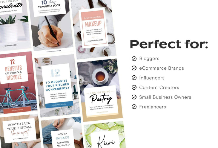 Ladystrategist 14 Modern Pinterest Templates for Bloggers and Coaches in All Industries - Editable Canva Template Pack 04 instagram canva templates social media templates etsy free canva templates