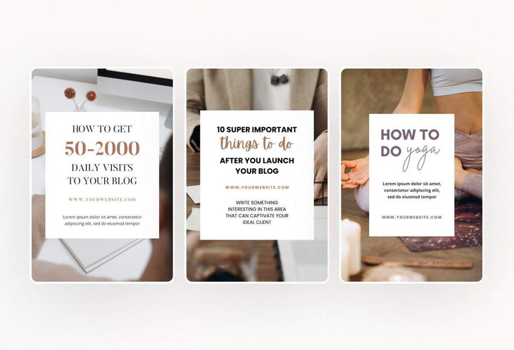 Ladystrategist 14 Modern Pinterest Templates for Bloggers and Coaches in All Industries - Editable Canva Template Pack 04 instagram canva templates social media templates etsy free canva templates