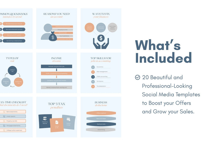 Ladystrategist 20 Accounting Infographics Instagram Posts Fully Editable Canva Templates instagram canva templates social media templates etsy free canva templates