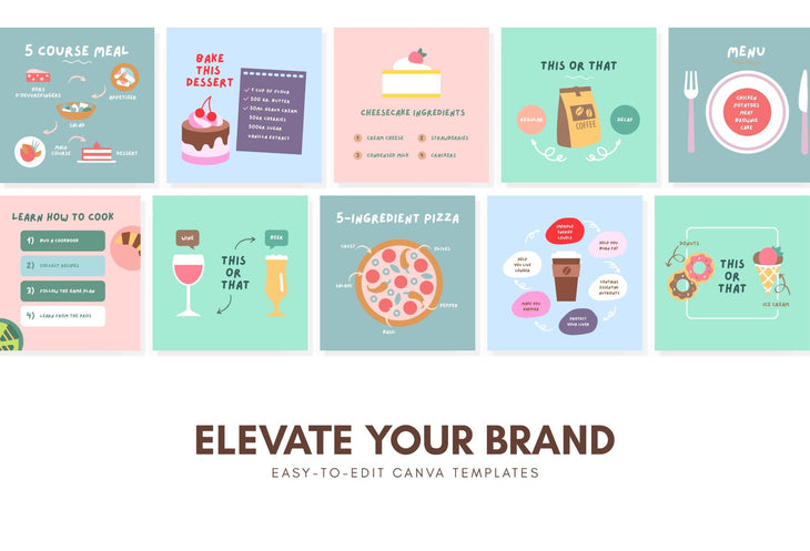 Ladystrategist 20 Cook Infographics Instagram Posts Fully Editable Canva Templates instagram canva templates social media templates etsy free canva templates