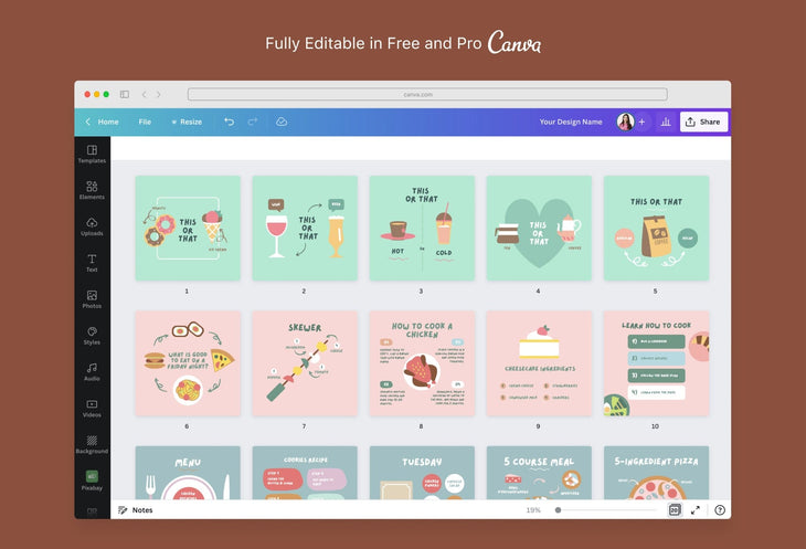 Ladystrategist 20 Cook Infographics Instagram Posts Fully Editable Canva Templates instagram canva templates social media templates etsy free canva templates