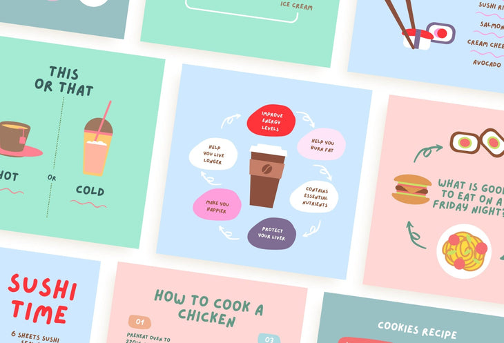 Ladystrategist 20 Cook Infographics Instagram Posts Fully Editable Canva Templates instagram canva templates social media templates etsy free canva templates