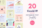 Ladystrategist 20 Covid-19 Infographics Instagram Posts Fully Editable Canva Templates instagram canva templates social media templates etsy free canva templates