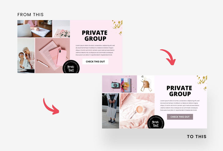Ladystrategist 20 Facebook Group Banner Pink and Chic Canva Templates instagram canva templates social media templates etsy free canva templates