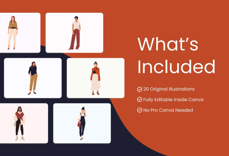 Ladystrategist 20 Fashion Illustrations Pack 02 - Fully Editable in Canva instagram canva templates social media templates etsy free canva templates