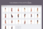 Ladystrategist 20 Fashion Illustrations Pack 02 - Fully Editable in Canva instagram canva templates social media templates etsy free canva templates