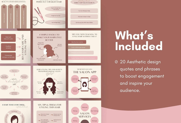 Ladystrategist 20 Hairstyle Tips and Infographics - Instagram Engagement Posts - Fully Editable Canva Templates instagram canva templates social media templates etsy free canva templates