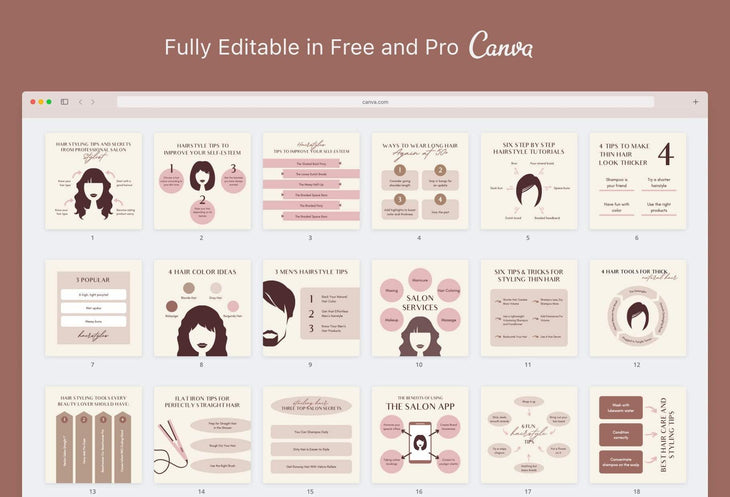 Ladystrategist 20 Hairstyle Tips and Infographics - Instagram Engagement Posts - Fully Editable Canva Templates instagram canva templates social media templates etsy free canva templates
