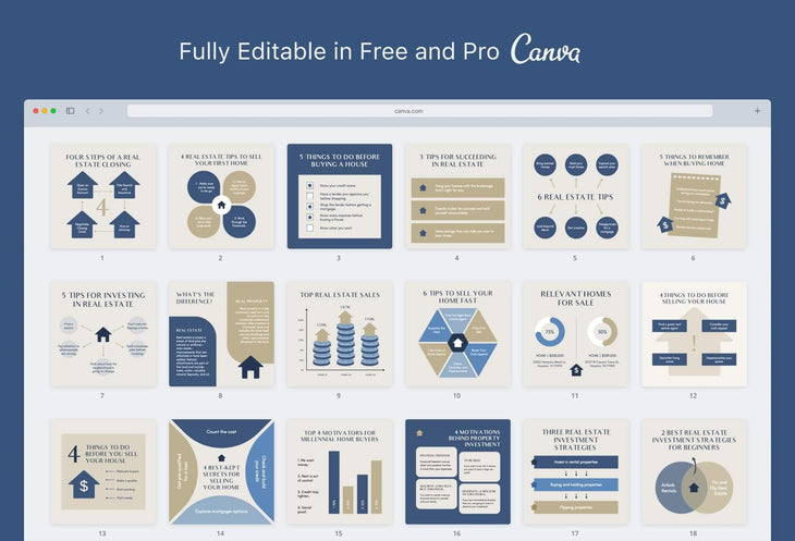 Ladystrategist 20 Real Estate Tips and Infographics - Instagram Engagement Posts - Fully Editable Canva Templates instagram canva templates social media templates etsy free canva templates