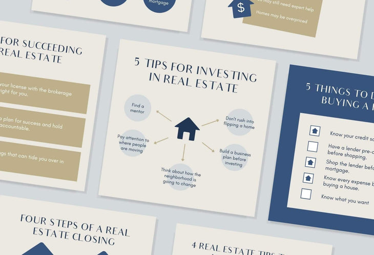 Ladystrategist 20 Real Estate Tips and Infographics - Instagram Engagement Posts - Fully Editable Canva Templates instagram canva templates social media templates etsy free canva templates