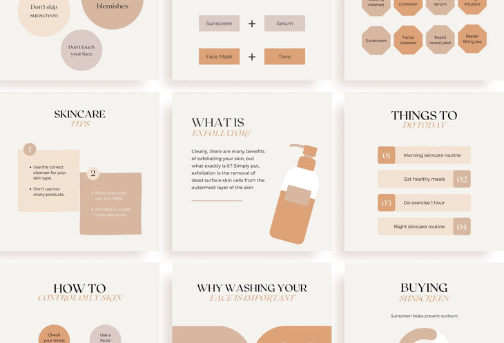 Ladystrategist 20 Skin Care Infographics Instagram Posts Fully Editable Canva Templates instagram canva templates social media templates etsy free canva templates