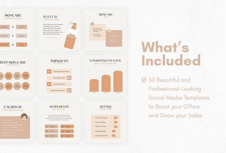 Ladystrategist 20 Skin Care Infographics Instagram Posts Fully Editable Canva Templates instagram canva templates social media templates etsy free canva templates