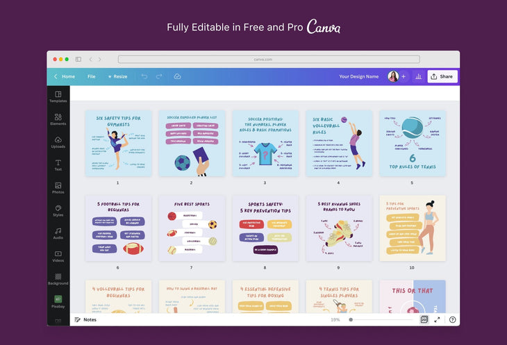 Ladystrategist 20 Sport Infographics Instagram Posts Fully Editable Canva Templates instagram canva templates social media templates etsy free canva templates