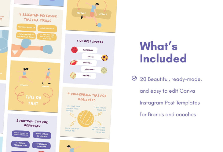 Ladystrategist 20 Sport Infographics Instagram Posts Fully Editable Canva Templates instagram canva templates social media templates etsy free canva templates