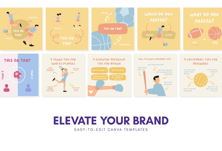 Ladystrategist 20 Sport Infographics Instagram Posts Fully Editable Canva Templates instagram canva templates social media templates etsy free canva templates