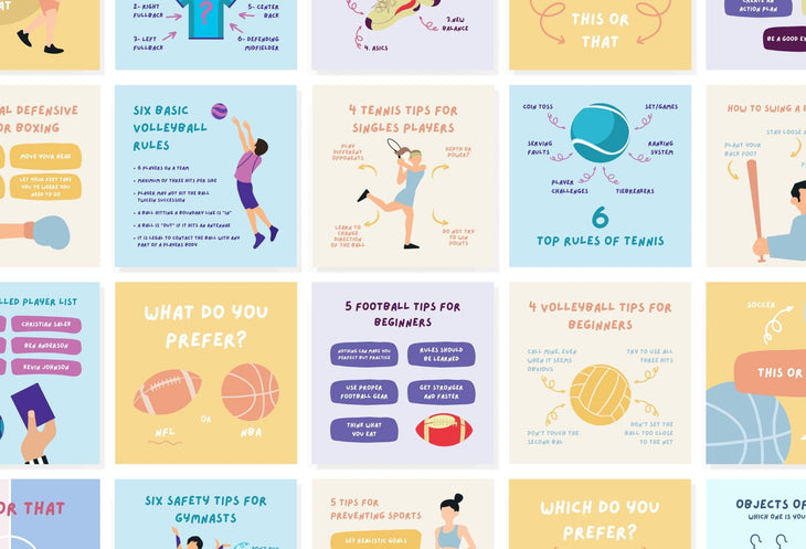 Ladystrategist 20 Sport Infographics Instagram Posts Fully Editable Canva Templates instagram canva templates social media templates etsy free canva templates