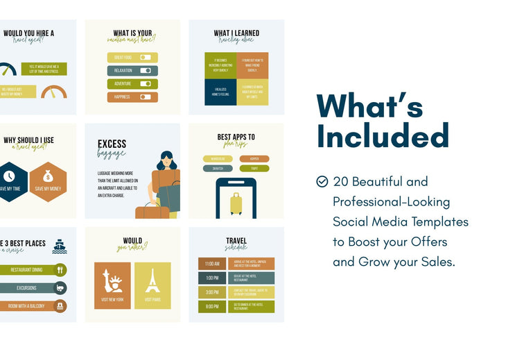 Ladystrategist 20 Travel Infographics Instagram Engagement Posts Fully Editable Canva Templates instagram canva templates social media templates etsy free canva templates