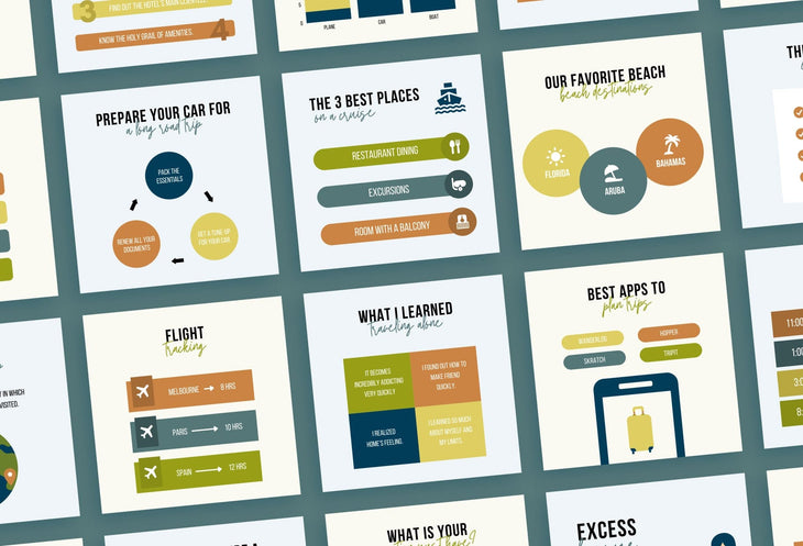 Ladystrategist 20 Travel Infographics Instagram Engagement Posts Fully Editable Canva Templates instagram canva templates social media templates etsy free canva templates