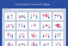 Ladystrategist 20 Unique Anatomy Scenes Illustrations Fully Editable in Canva instagram canva templates social media templates etsy free canva templates