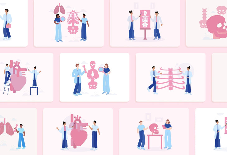 Ladystrategist 20 Unique Anatomy Scenes Illustrations Fully Editable in Canva instagram canva templates social media templates etsy free canva templates