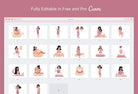 Ladystrategist 20 Unique Beauty and Self Care Illustrations - Fully Editable in Canva instagram canva templates social media templates etsy free canva templates