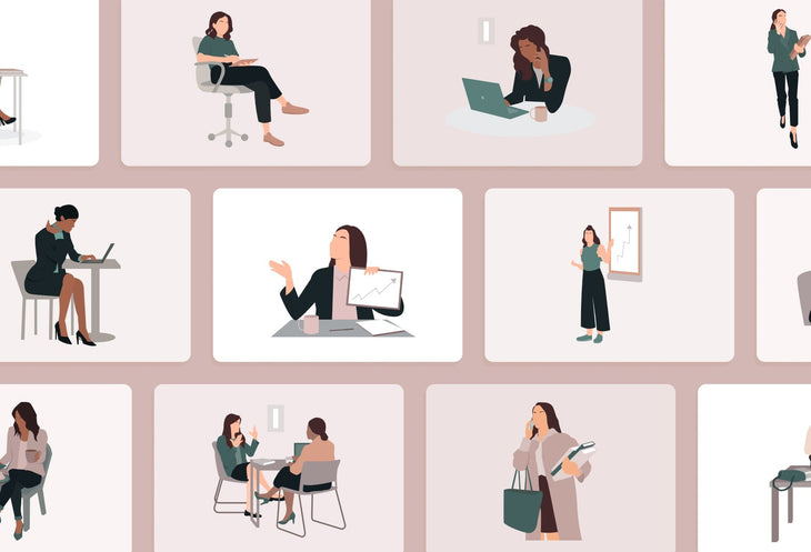 Ladystrategist 20 Unique Business Female Illustrations Fully Editable in Canva instagram canva templates social media templates etsy free canva templates