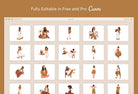 Ladystrategist 20 Unique Cute Bohemian Illustrations Fully Editable in Canva instagram canva templates social media templates etsy free canva templates