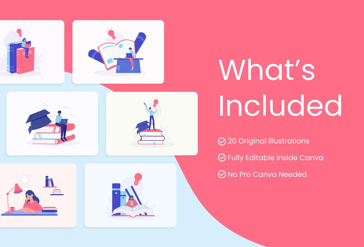 Ladystrategist 20 Unique Education Illustrations Fully Editable in Canva instagram canva templates social media templates etsy free canva templates