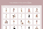 Ladystrategist 20 Unique Female Everyday Illustrations Fully Editable in Canva instagram canva templates social media templates etsy free canva templates
