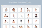 Ladystrategist 20 Unique Female Everyday Illustrations Fully Editable in Canva V2 instagram canva templates social media templates etsy free canva templates