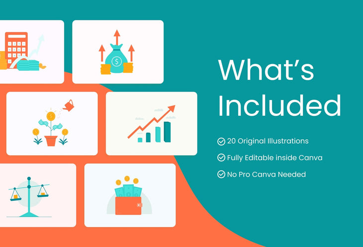 Ladystrategist 20 Unique Finance Illustrations Fully Editable in Canva instagram canva templates social media templates etsy free canva templates