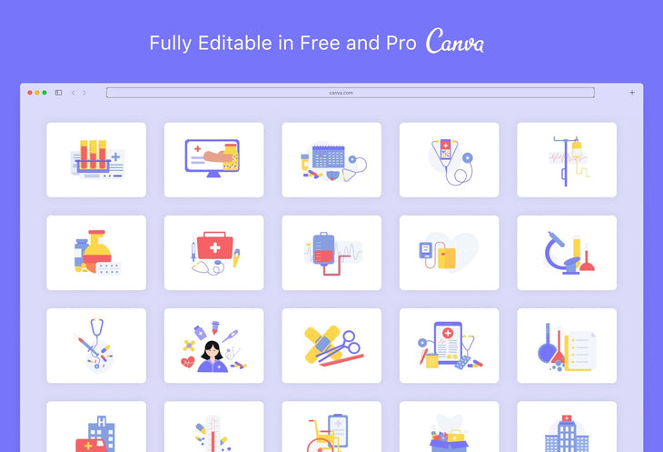 Ladystrategist 20 Unique Health Conceptual Illustrations Fully Editable in Canva instagram canva templates social media templates etsy free canva templates
