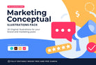 Ladystrategist 20 Unique Marketing Conceptual Illustrations Fully Editable in Canva instagram canva templates social media templates etsy free canva templates