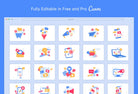 Ladystrategist 20 Unique Marketing Conceptual Illustrations Fully Editable in Canva instagram canva templates social media templates etsy free canva templates