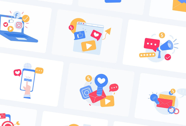 Ladystrategist 20 Unique Marketing Conceptual Illustrations Fully Editable in Canva instagram canva templates social media templates etsy free canva templates