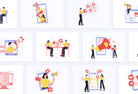 Ladystrategist 20 Unique Marketing Scene Illustrations Fully Editable in Canva instagram canva templates social media templates etsy free canva templates