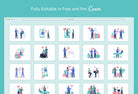 Ladystrategist 20 Unique Medical Scene Illustrations Fully Editable in Canva instagram canva templates social media templates etsy free canva templates