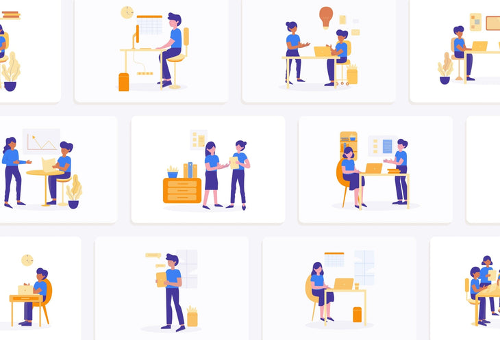 Ladystrategist 20 Unique Office Scenes Illustrations Fully Editable in Canva instagram canva templates social media templates etsy free canva templates